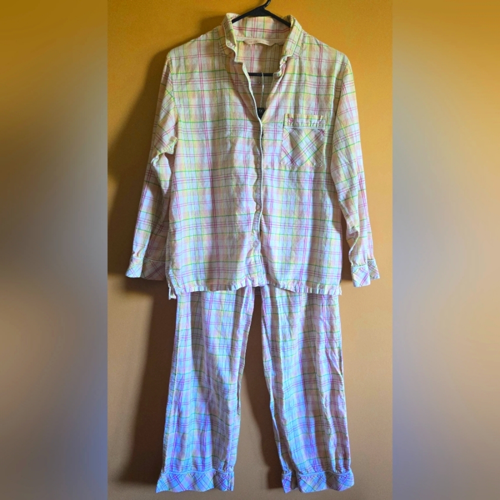 Victoria's Secret Pastel Plaid Cotton Pajama Set S